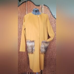 SALE 💣 Y London Faux Fur Pocket Coat Kaban Safran